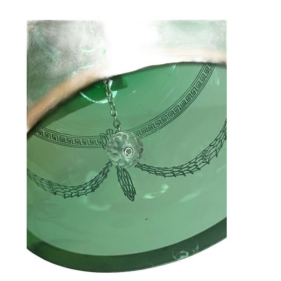 Bohemia Crystal Glass Bell Table Bell Green Gold Decor Czechoslovakia Art - Picture 8 of 9
